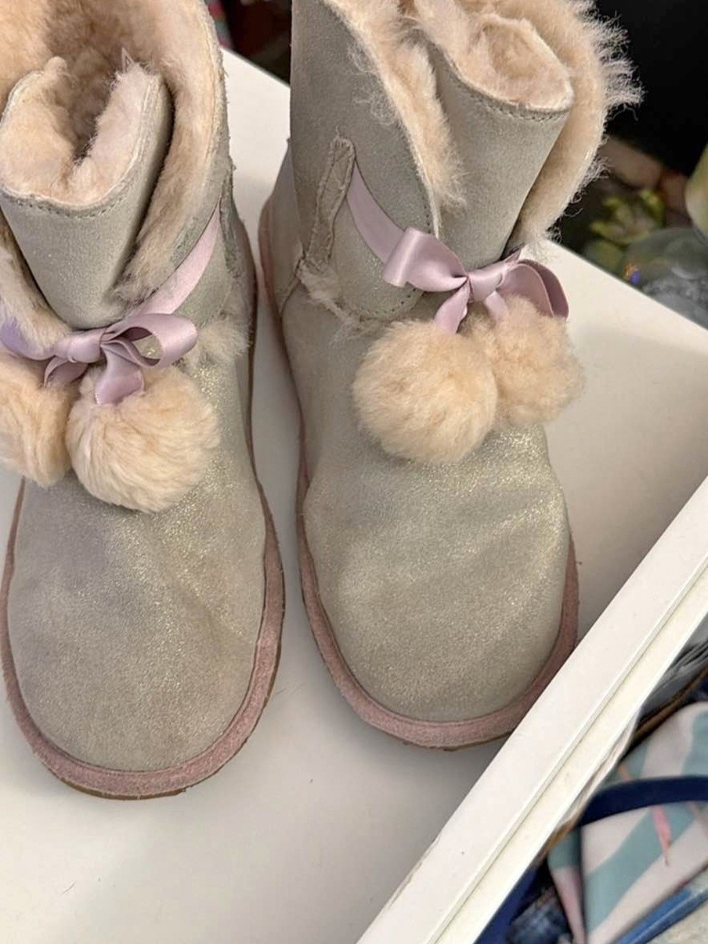UGG Kids Classic Shearling Lined Boot - Light Gray